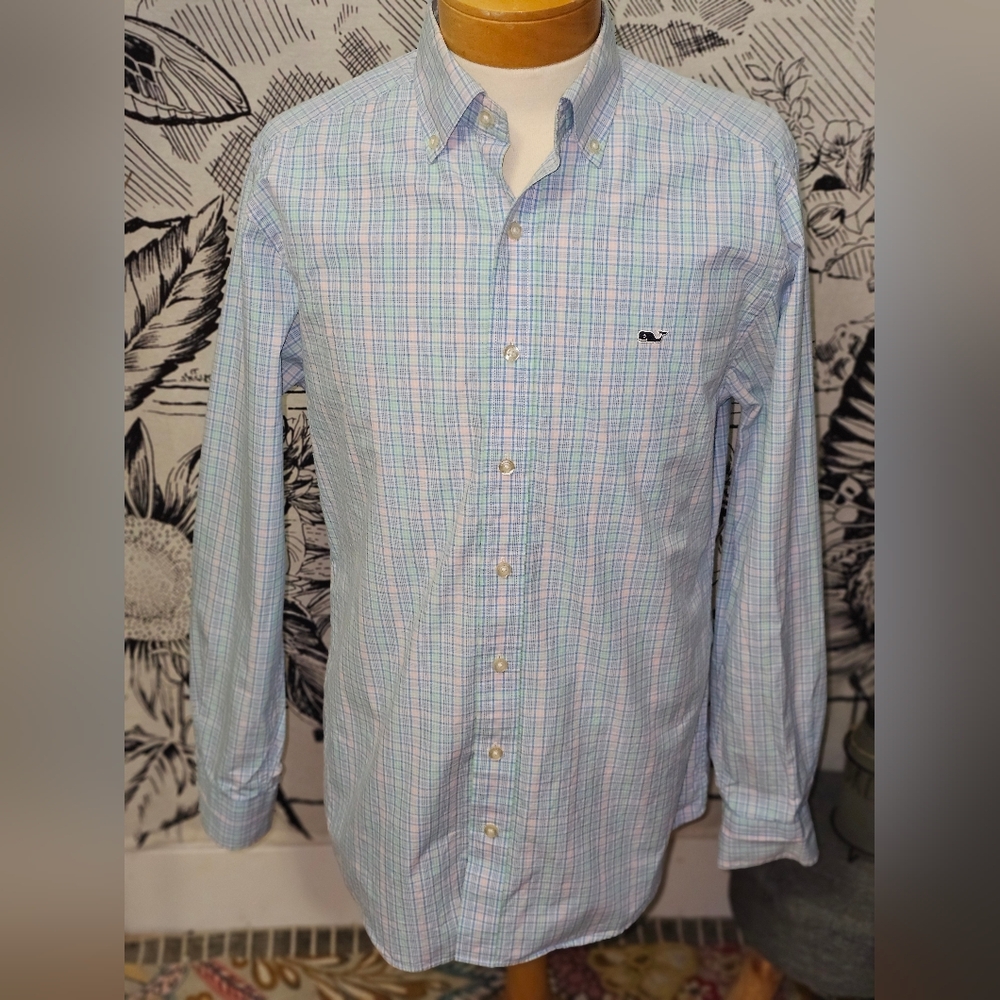 Vineyard Vines 100% Cotton Slim Fit The Whale Shirt Long Sleeve Medium